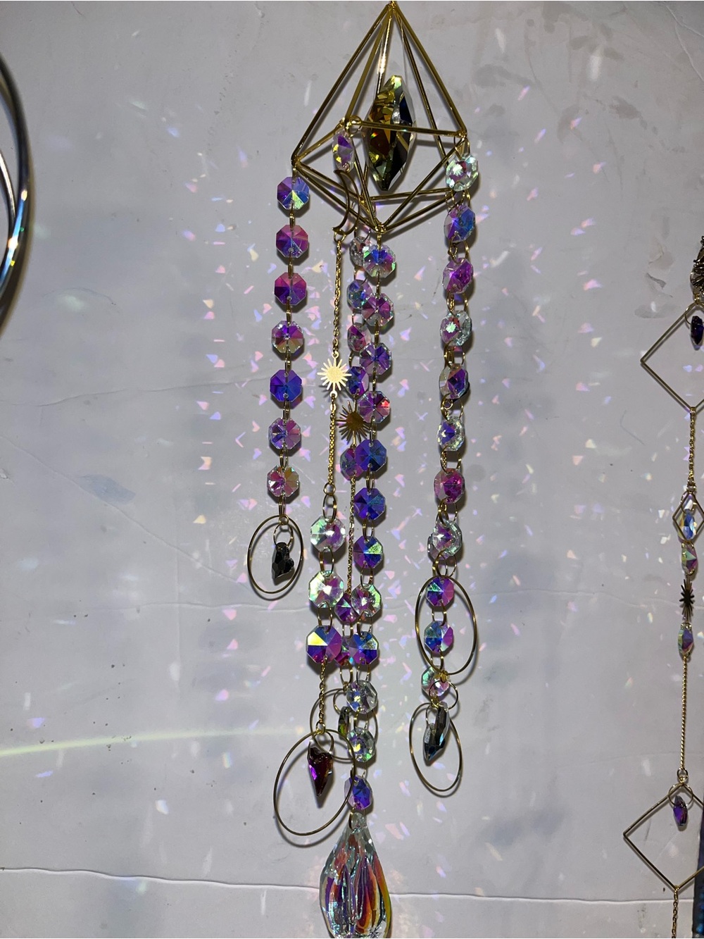 Aurora Crystal Drop Women’s Necklace Pendant - Purple Iridescent